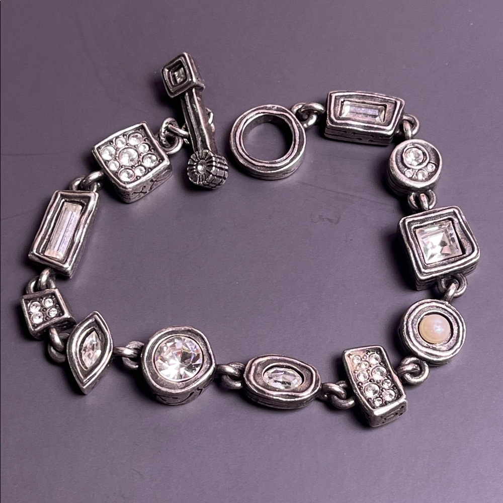 Vintage Patricia Locke Silver & Multi Swarovski  & Pearl bracelet